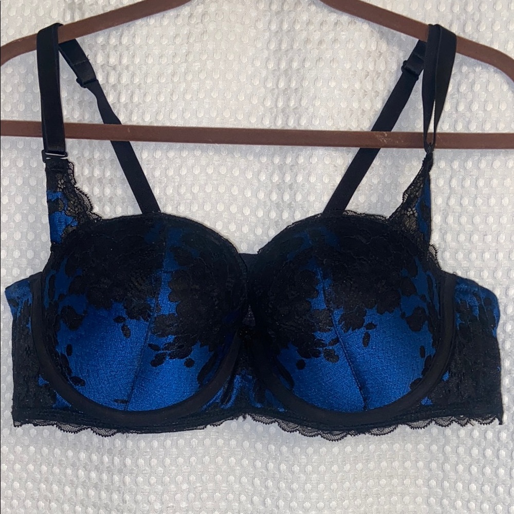 torrid Blue and Black Lace Balconette Bra